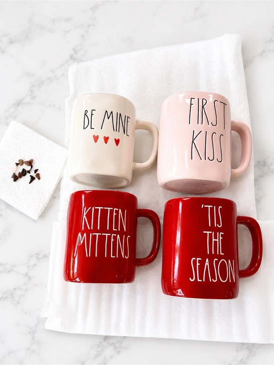 Rae Dunn Other - Rae Dunn Set of 4 Ceramic Mugs - Red, Pink, Cream